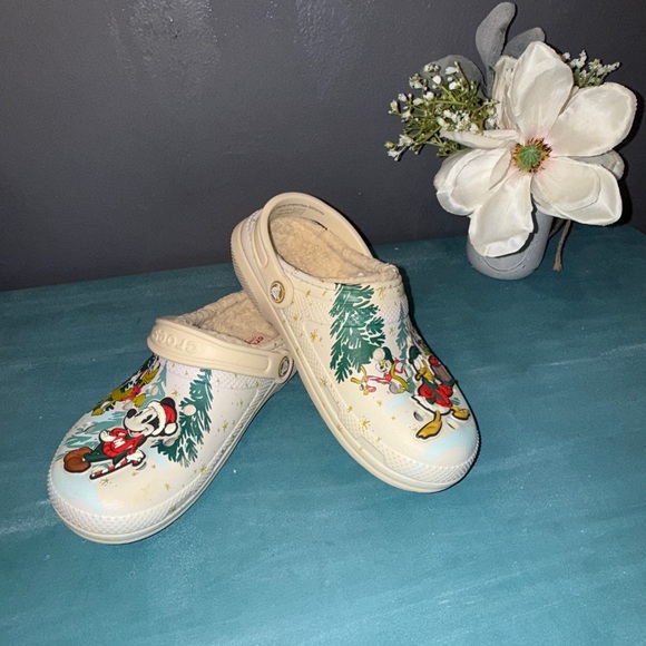 Disney - Lined Holiday Cream Crocs - Picture 1 of 8